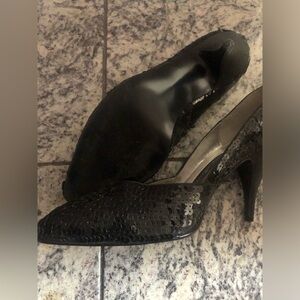 Retro Black sequin pumps. 3 inch heel size 7.5
